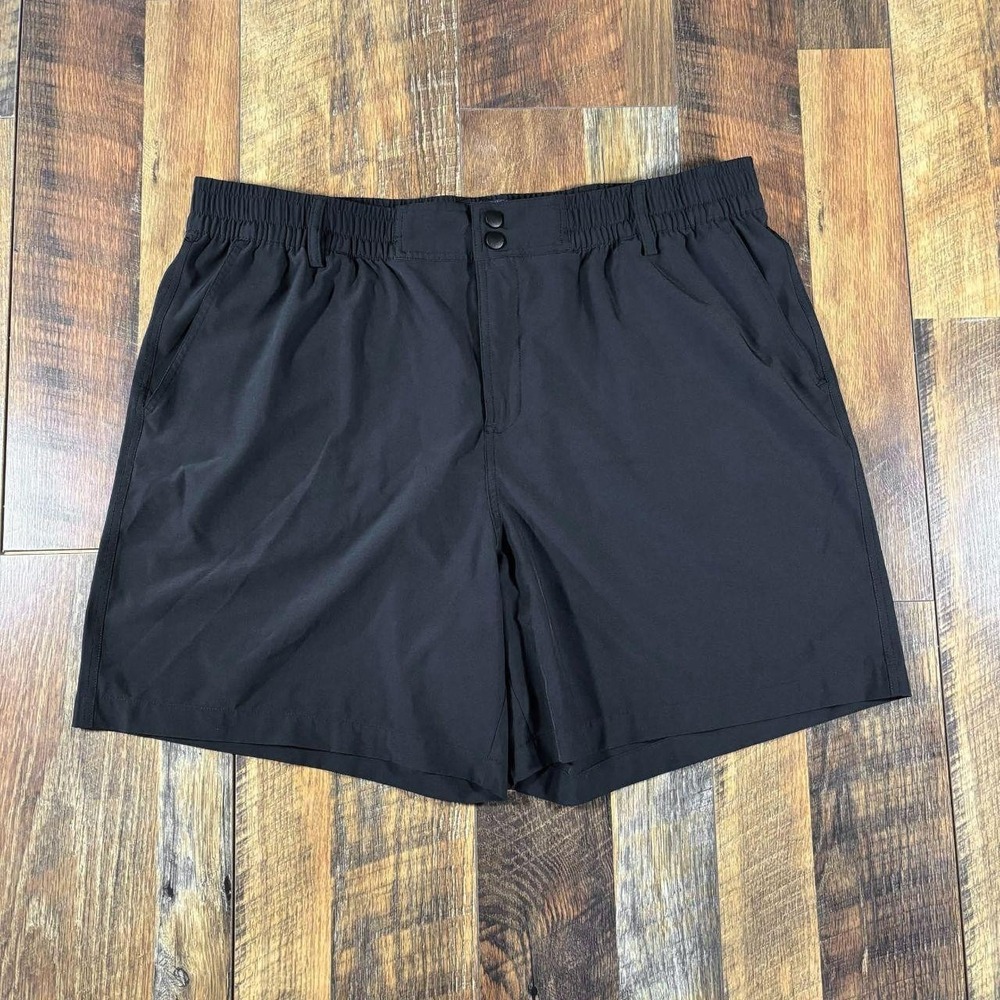 BURLEBO Everyday Performance Shorts Mens 2XL Matte Black 5.5 Inseam Stretch Camo
